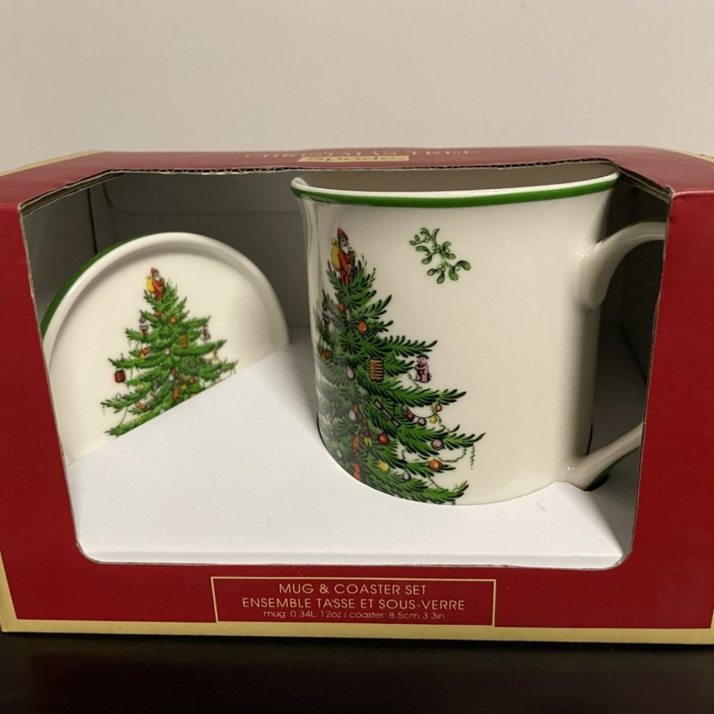 Spode Christmas Tree Mug & Coaster Set